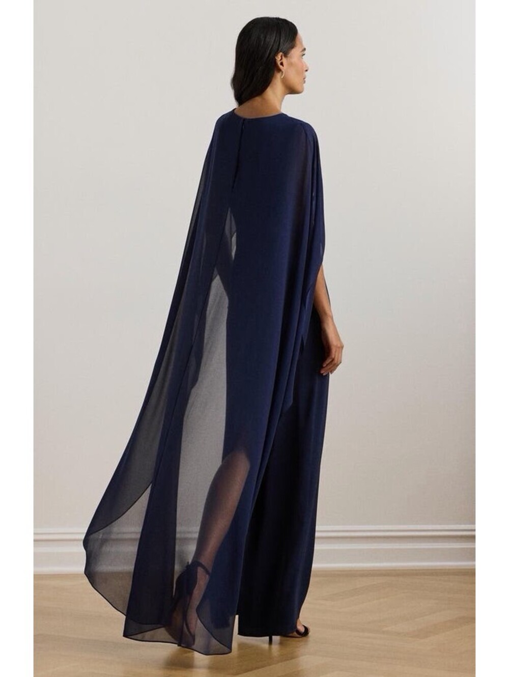 New Lauren Ralph Lauren Lavati Capelet Gown In Navy Blue Size 8 $265 - Picture 4 of 12